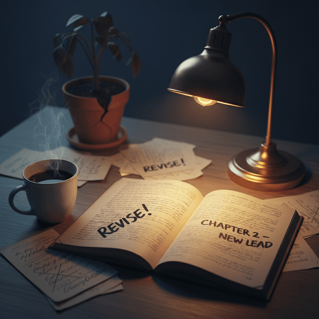 Writer editing blog post draft